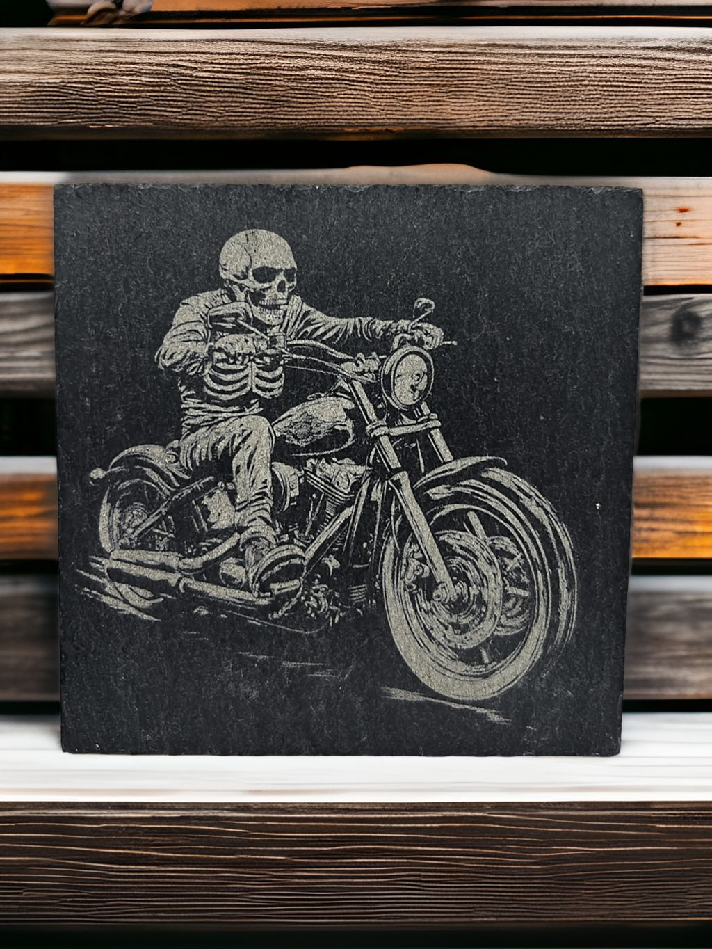 Schieferuntersetzer mit glatten Kanten 10x10 cm mit Motiv