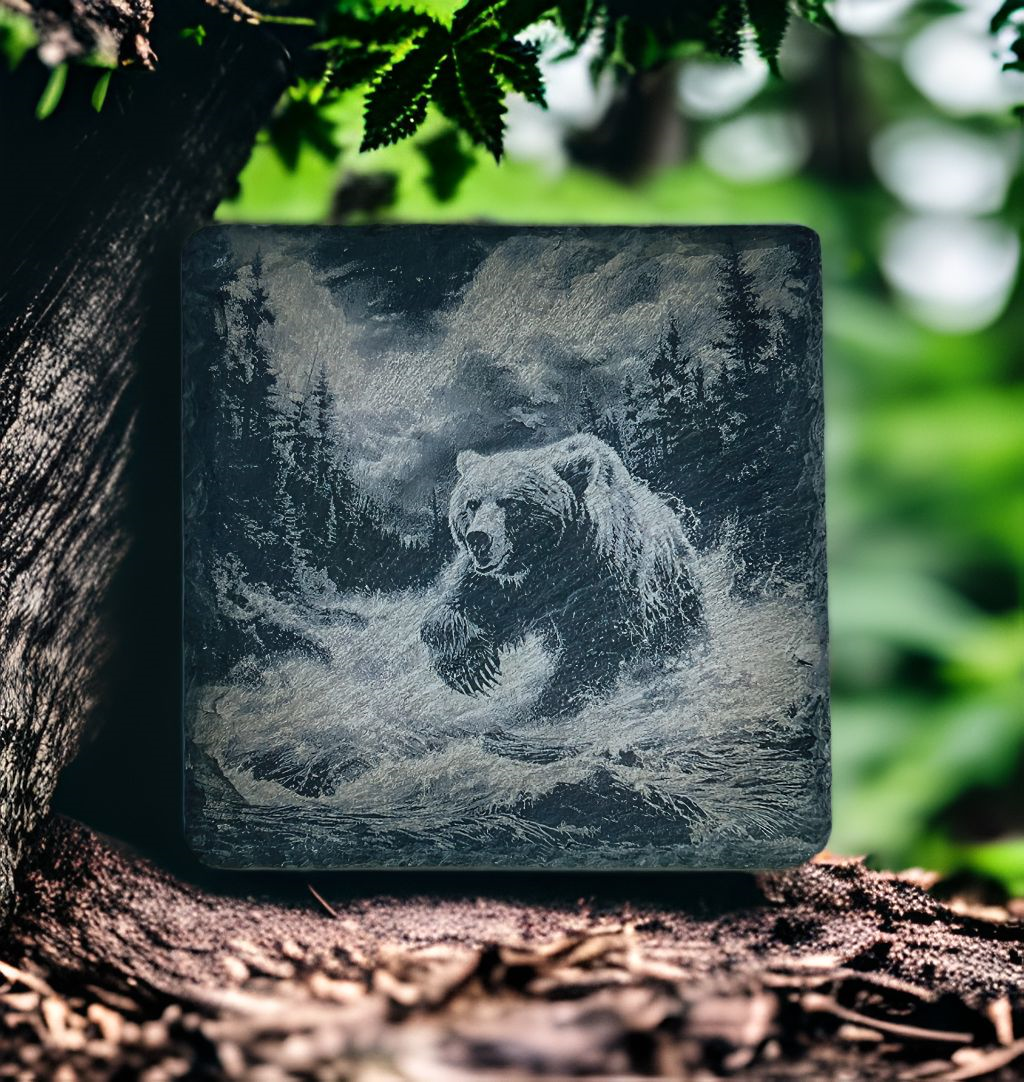Schieferuntersetzer mit glatten Kanten 10x10 cm mit Motiv