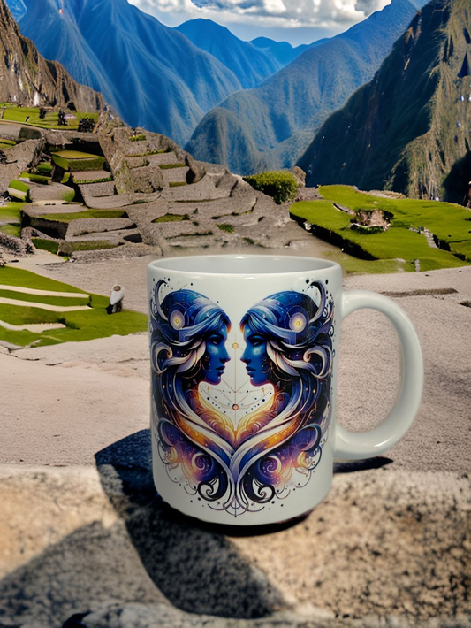 Sternzeichen Tasse, Kaffeebecher mit farbigen Henkel und ihrem persönlichen Text