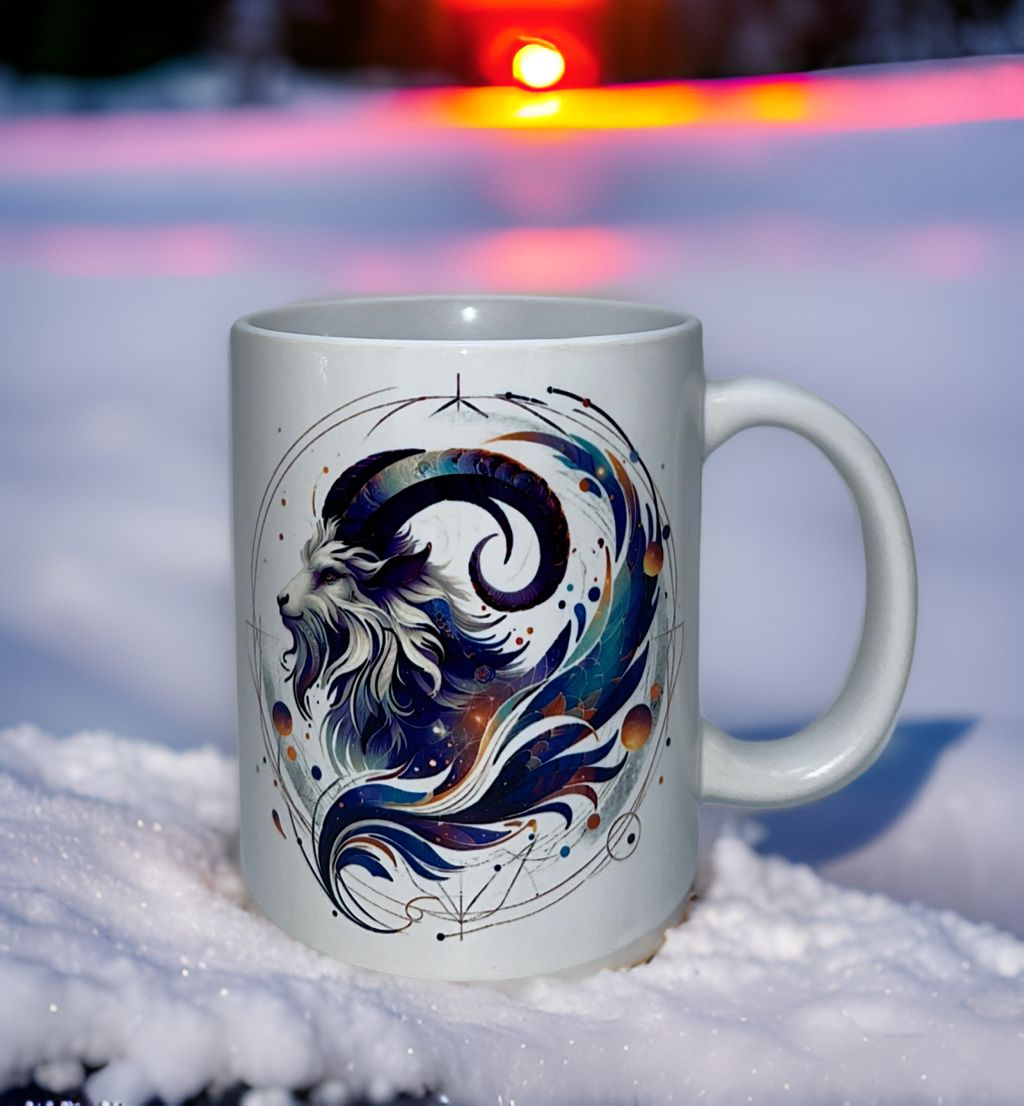 Sternzeichen Tasse, Kaffeebecher mit farbigen Henkel und ihrem persönlichen Text