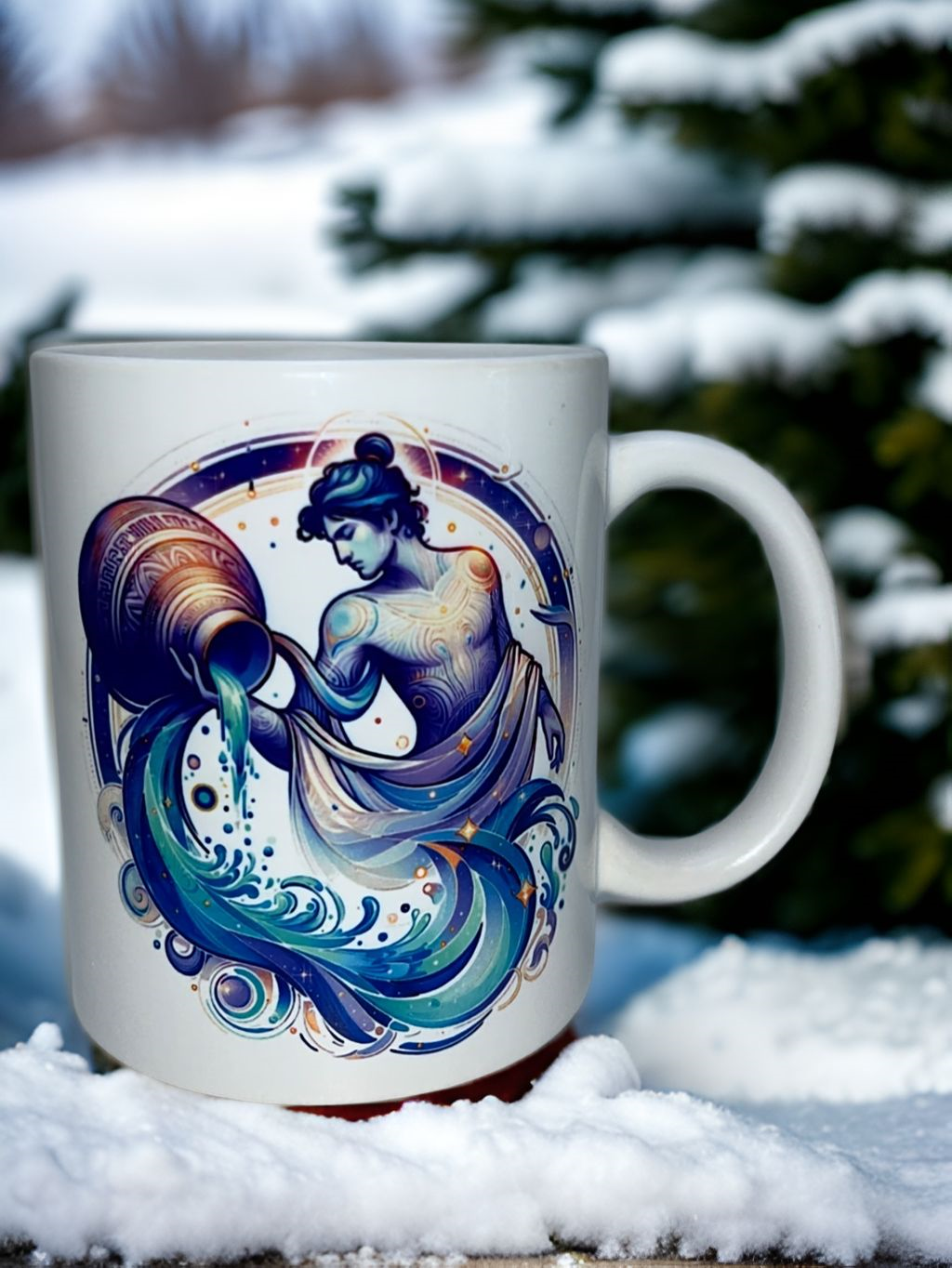 Sternzeichen Tasse, Kaffeebecher mit farbigen Henkel und ihrem persönlichen Text