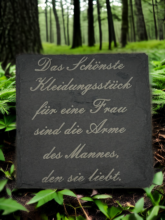 Schieferuntersetzer 10 × 10 cm personalisieren mit eigenem Text