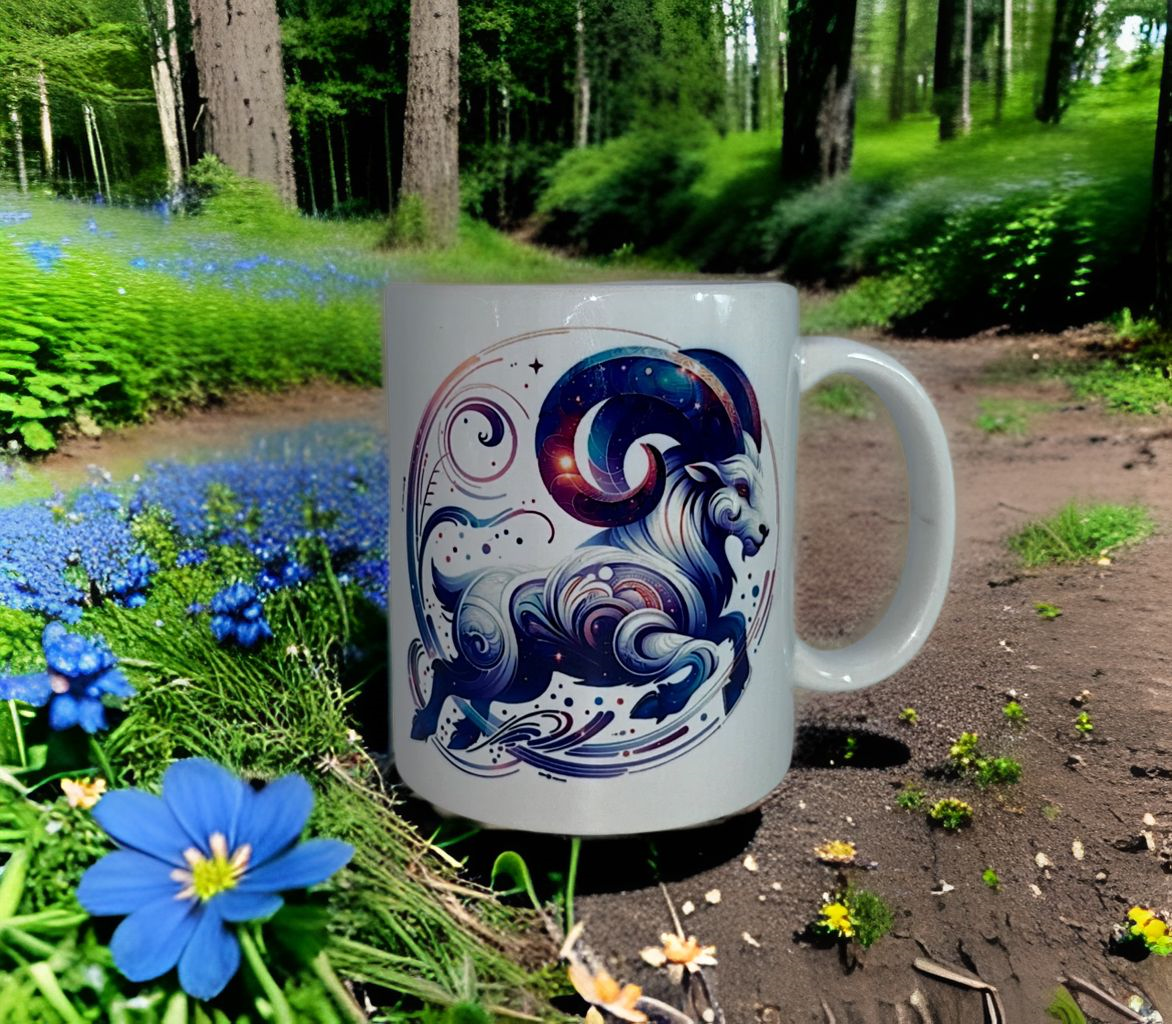 Sternzeichen Tasse, Kaffeebecher mit farbigen Henkel und ihrem persönlichen Text