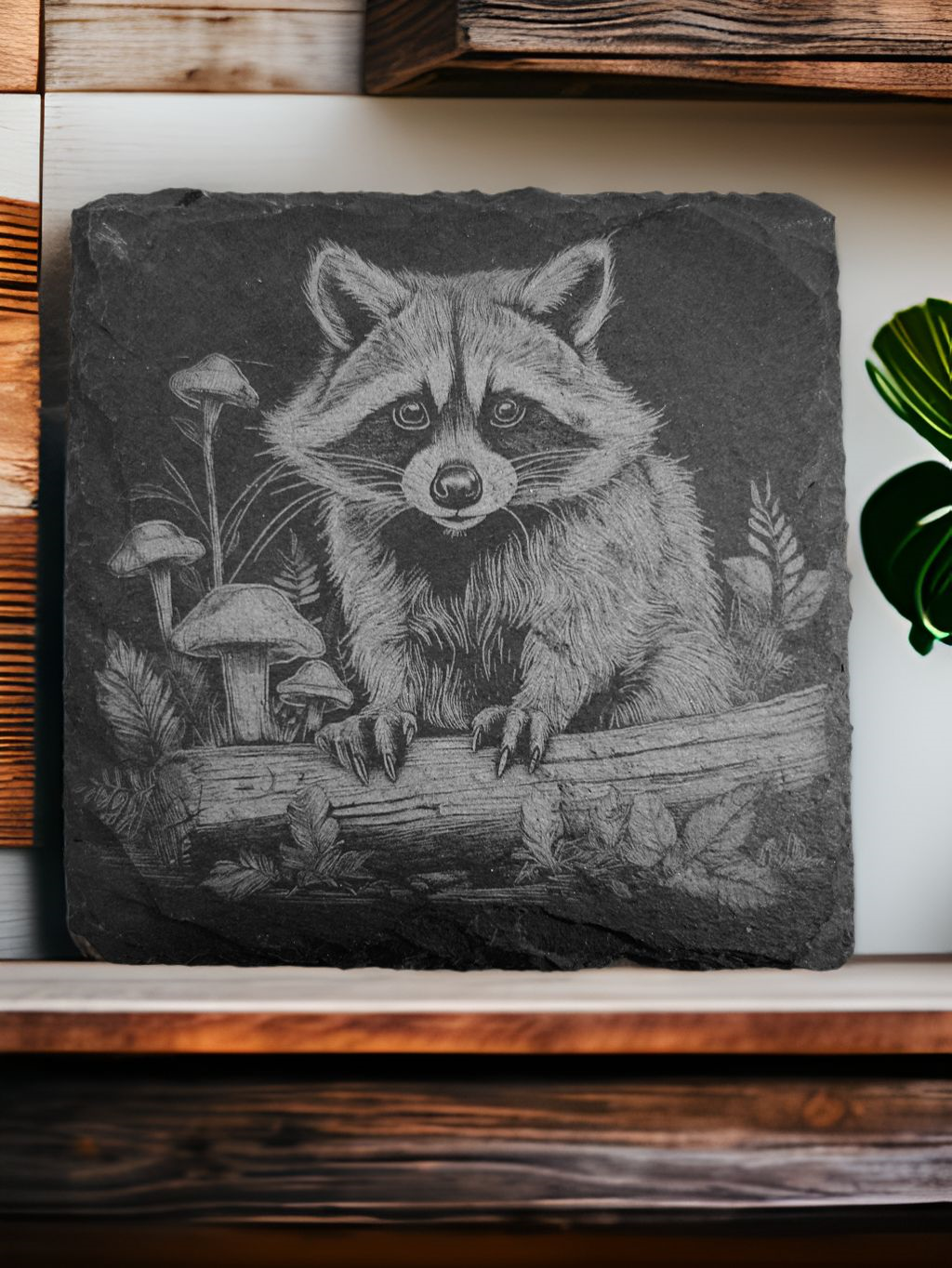 Schieferuntersetzer mit glatten Kanten 10x10 cm mit Motiv