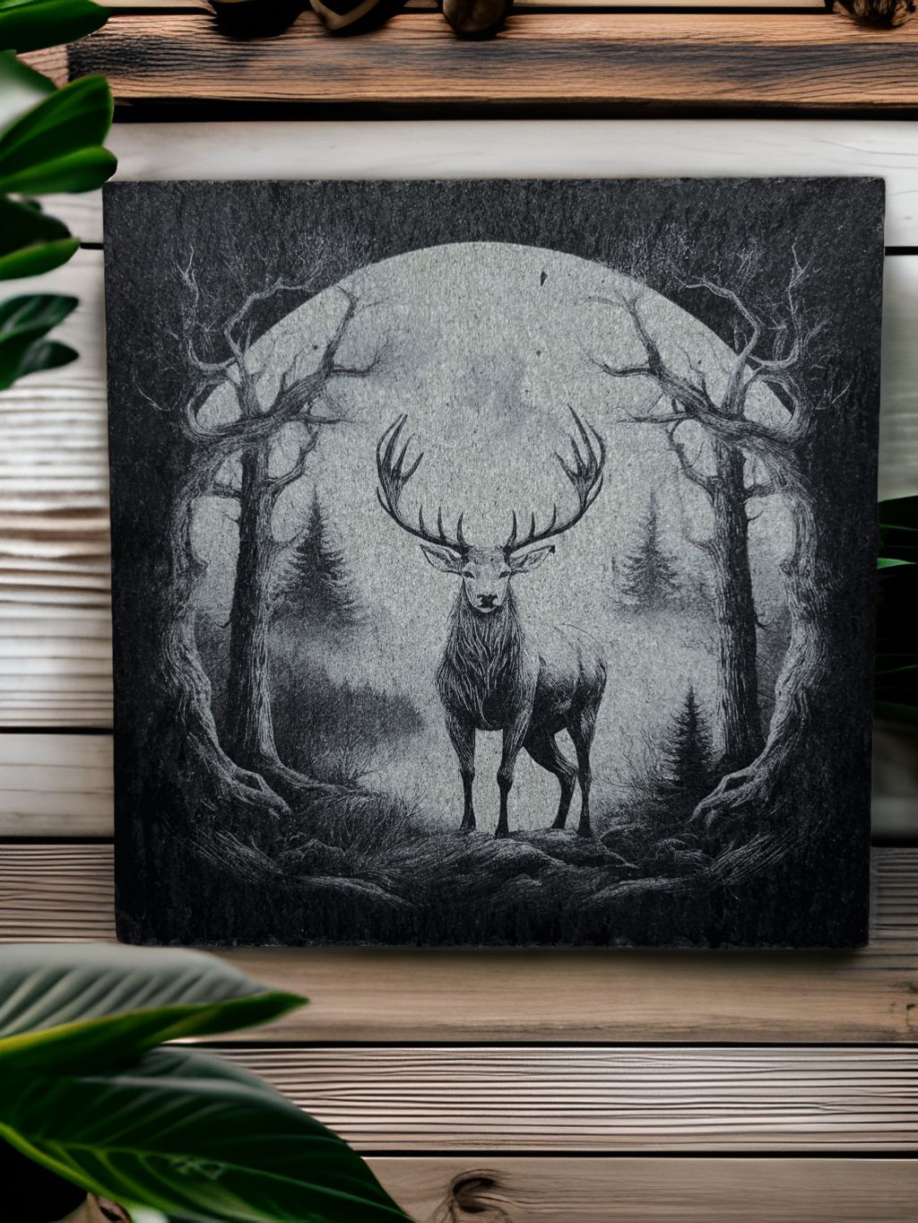 Schieferuntersetzer mit glatten Kanten 10x10 cm mit Motiv