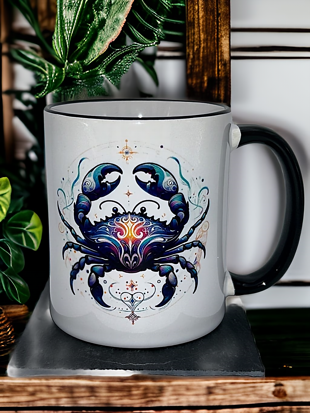 Sternzeichen Tasse, Kaffeebecher mit farbigen Henkel und ihrem persönlichen Text