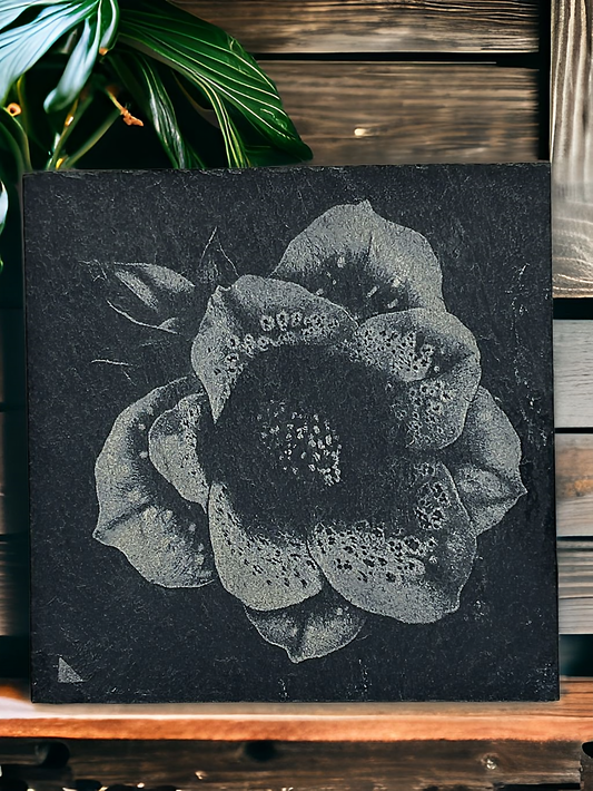 Schieferuntersetzer mit glatten Kanten 10x10 cm mit Motiv