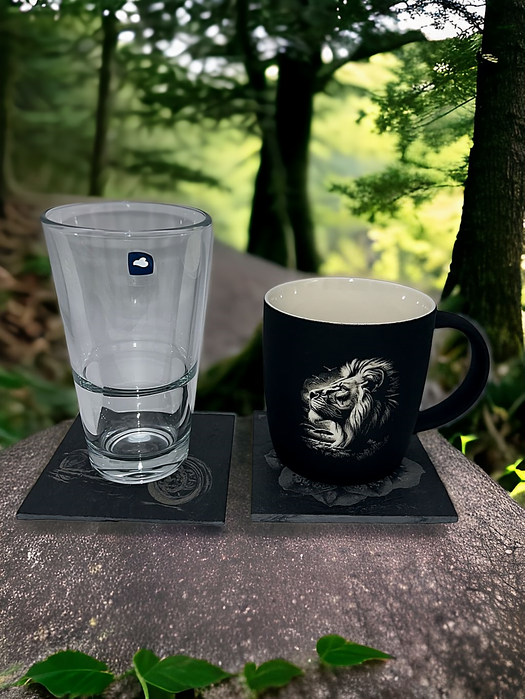 Schieferuntersetzer mit glatten Kanten 10x10 cm mit Motiv