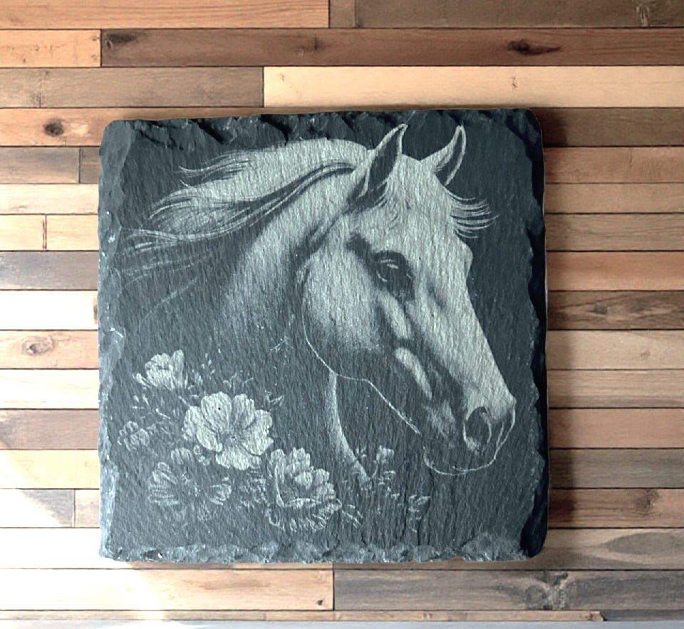 Schieferuntersetzer, 10x10 cm mit Motiv, Kanten sind ein wenig rau