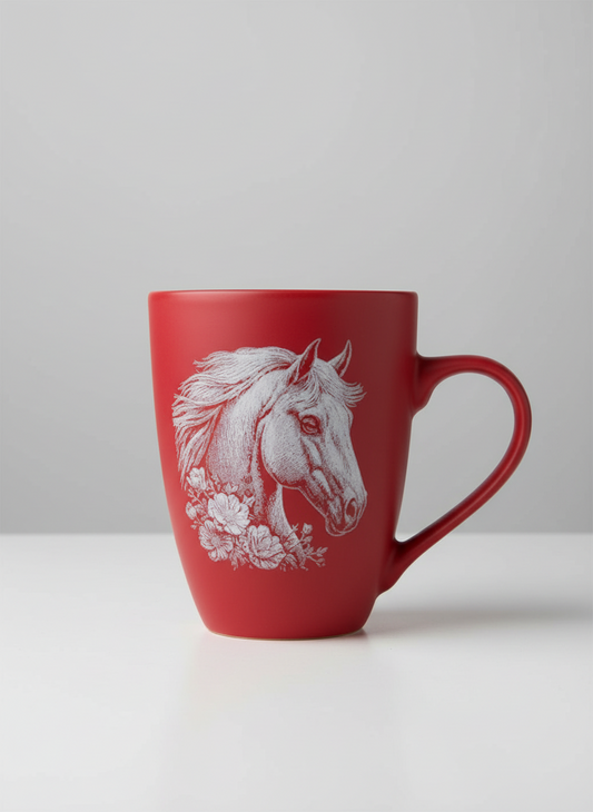 Tasse mit Gravur/auf Wunsch auch mit Text/gummierte Oberfläche/Farbe Rot/Porzellan/personalisiert/Geschenk/verschiedene Motive in Geschenkverpackung/Hobby