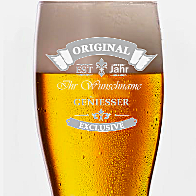 Bierglas in 2 Varianten, Transparentes Kristallglas, 500ml Fassungsvermögen, mit Lasergravur gestalten