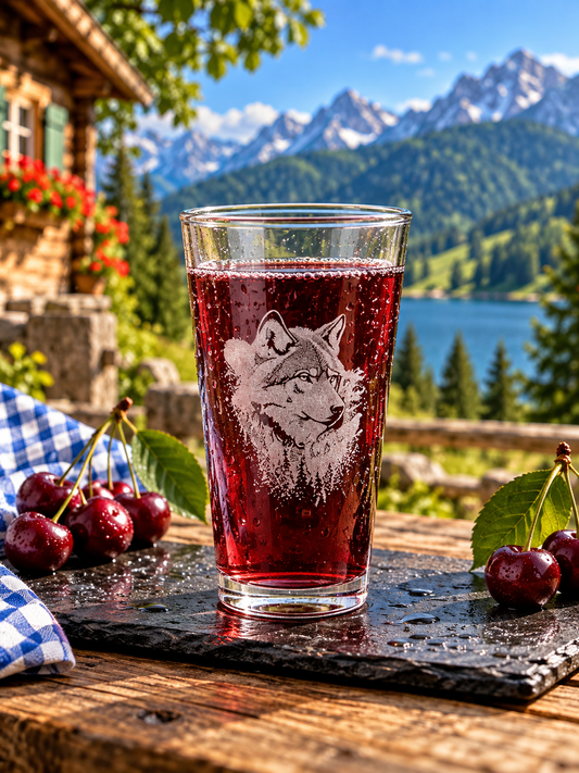 Leonardo Designerglas mit kunstvoller Gravur/ Trinkglas mit Motiv/ Wolf/ Wolfgravur/ Tiermotiv/ Gravur/ 300 ml