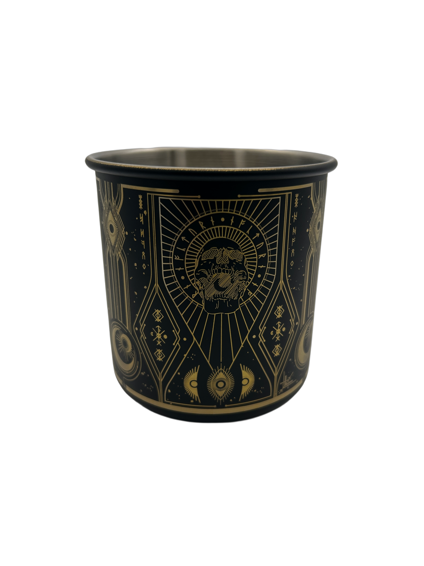 Moscow Mule Tattoo Nocturn, 0,45 ltr., Ø 9 cm, Höhe 9 cm, schwarz, gold, Chromnickelstahl 18/10