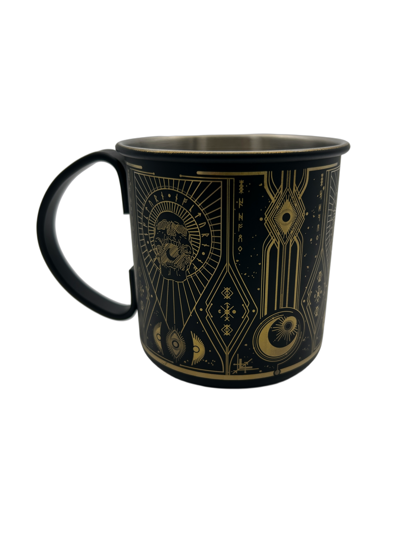 Moscow Mule Tattoo Nocturn, 0,45 ltr., Ø 9 cm, Höhe 9 cm, schwarz, gold, Chromnickelstahl 18/10