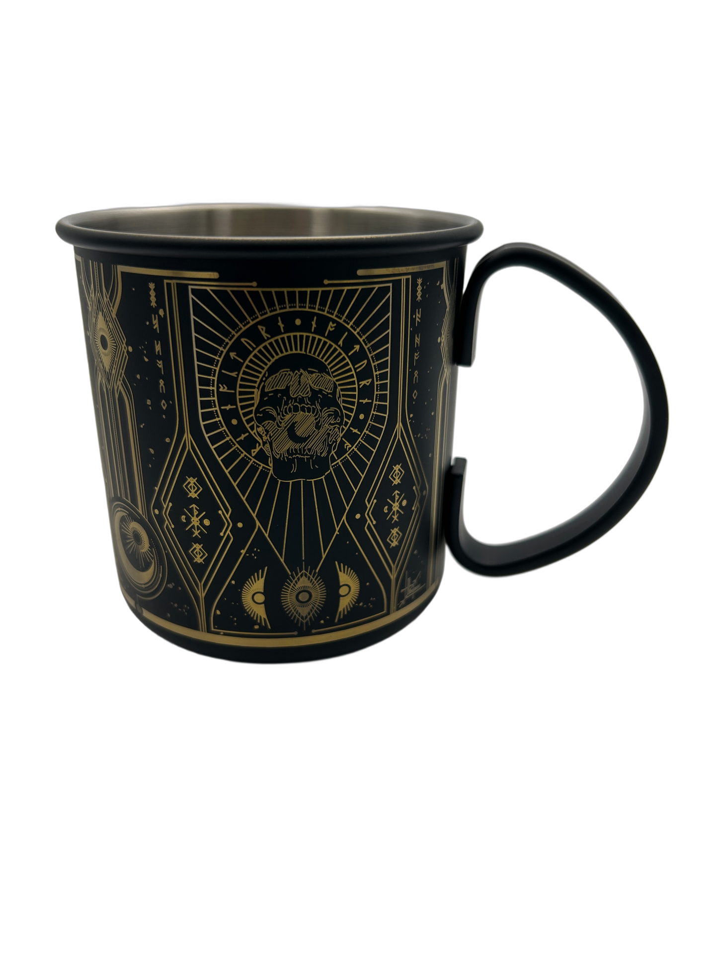 Moscow Mule Tattoo Nocturn, 0,45 ltr., Ø 9 cm, Höhe 9 cm, schwarz, gold, Chromnickelstahl 18/10
