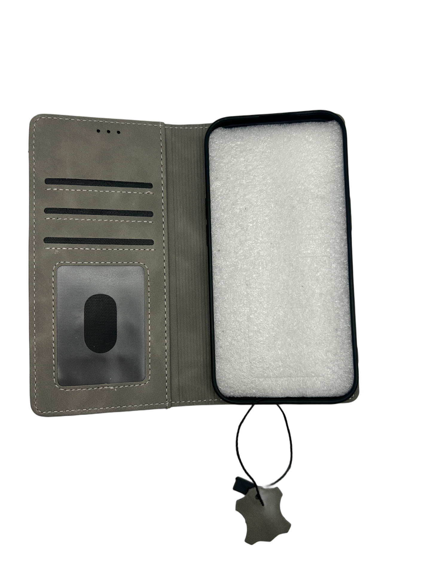 Lasergravur-Shop24 Kunstleder Schutzhülle für iPhone 15, in DREI Farben verfügbar, magnetische Premium PU Leder Klapphülle