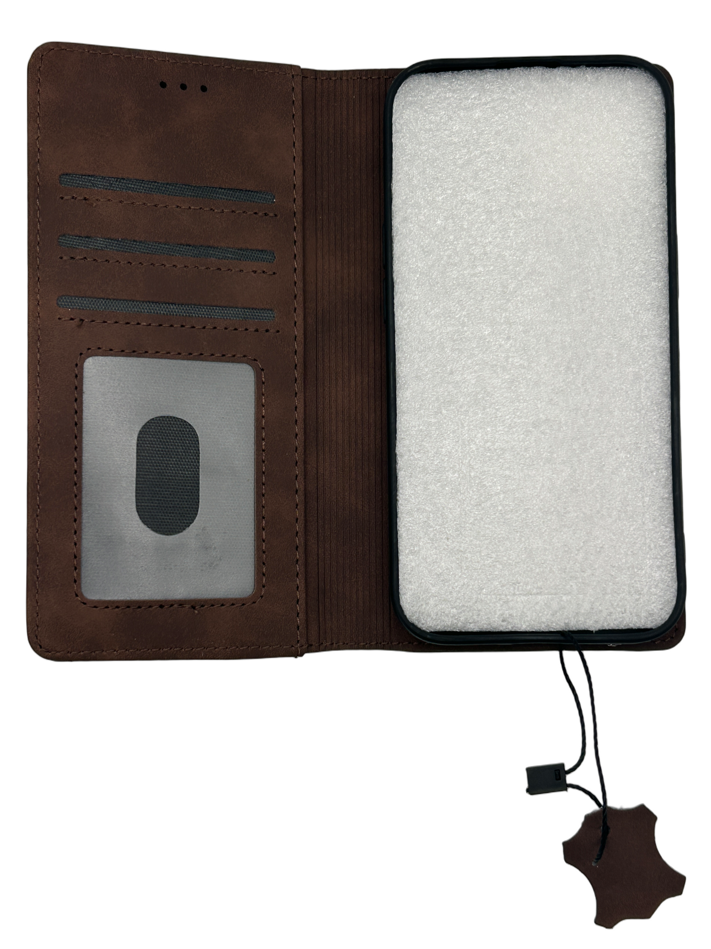 Lasergravur-Shop24 Kunstleder Schutzhülle für iPhone 15, in DREI Farben verfügbar, magnetische Premium PU Leder Klapphülle