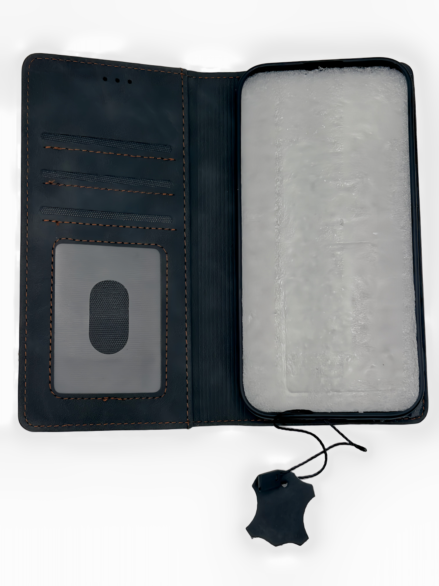 Lasergravur-Shop24 Kunstleder Schutzhülle für iPhone 15, in DREI Farben verfügbar, magnetische Premium PU Leder Klapphülle