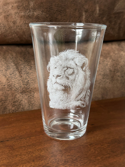 Trinkglas mit Motiv/ Löwe/ Löwenmotiv/ Tiermotiv/ Gravur/ 300 ml