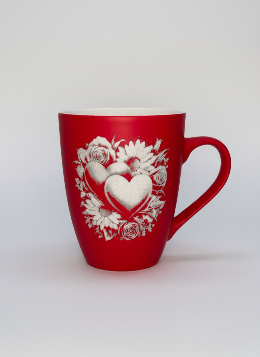 Tasse mit Gravur/auf Wunsch auch mit Text/gummierte Oberfläche/Farbe Rot/Porzellan/personalisiert/Geschenk/verschiedene Motive in Geschenkverpackung/Hobby