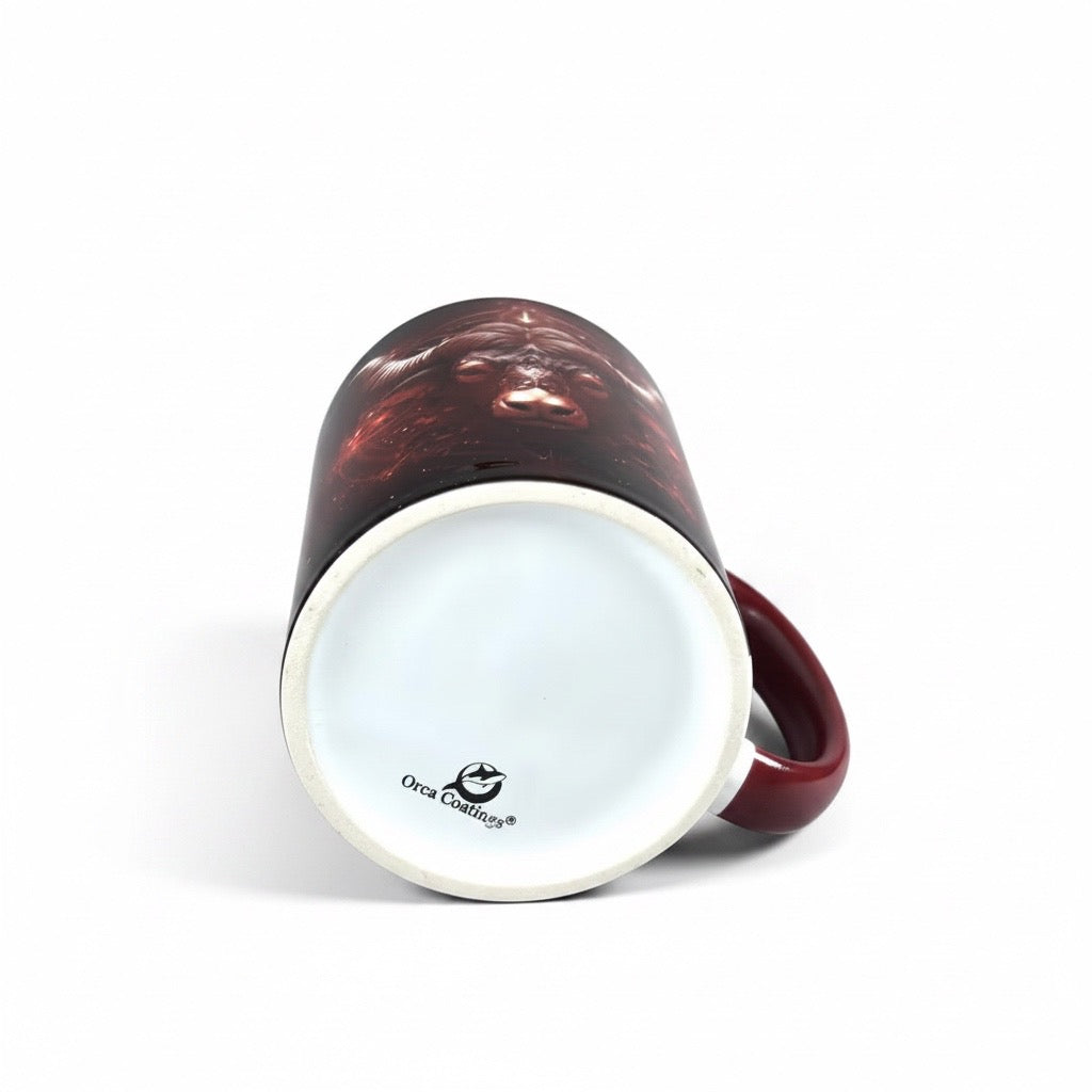 Tasse mit Sternzeichen-Motiv Stier / beidseitig bedruckt / Spülmaschinenfest /Sublimationstasse mit hochwertiger Orca-Beschichtung/ weiß-maroon glänzend/ 330 ml