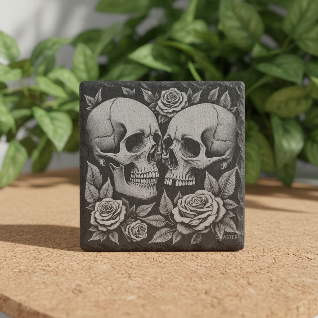 Schieferuntersetzer, 10x10 cm mit Motiv, Kanten sind ein wenig rau