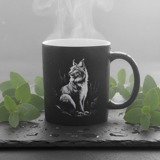 Keramik Kaffeetasse mit Lasergravur, verschiedene Motive, Schwarz, Matt mit weißem Innenbereich, Personalisierbar, Geschenkidee, 350ml