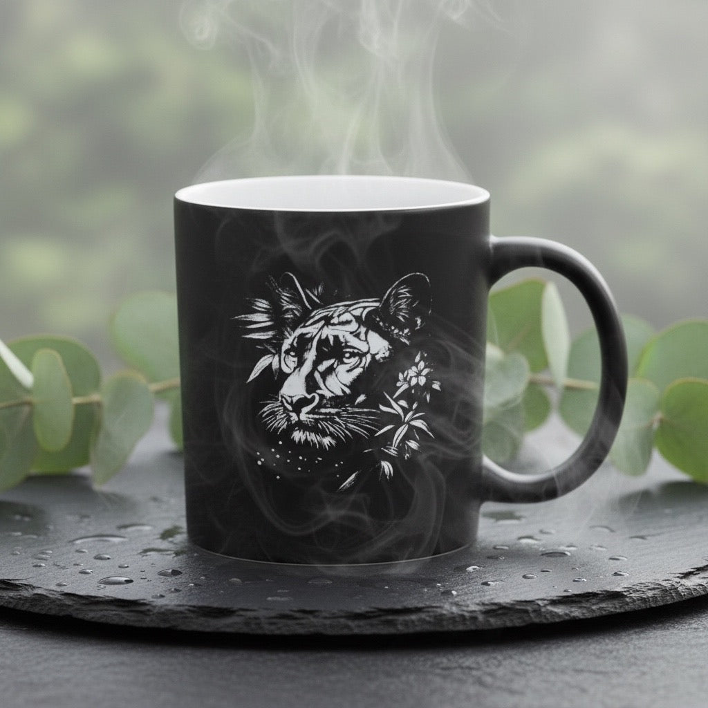 Keramik Kaffeetasse mit Lasergravur, verschiedene Motive, Schwarz, Matt mit weißem Innenbereich, Personalisierbar, Geschenkidee, 350ml