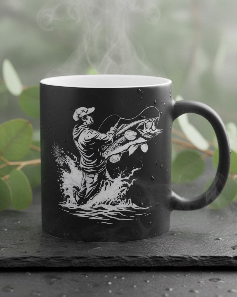 Keramik Kaffeetasse mit Lasergravur, verschiedene Motive, Schwarz, Matt mit weißem Innenbereich, Personalisierbar, Geschenkidee, 350ml
