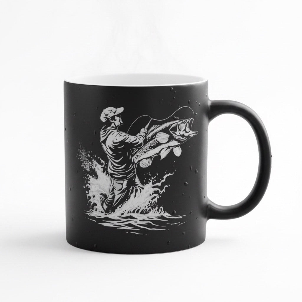 Keramik Kaffeetasse mit Lasergravur, verschiedene Motive, Schwarz, Matt mit weißem Innenbereich, Personalisierbar, Geschenkidee, 350ml