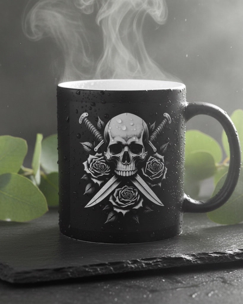 Keramik Kaffeetasse mit Lasergravur, verschiedene Motive, Schwarz, Matt mit weißem Innenbereich, Personalisierbar, Geschenkidee, 350ml