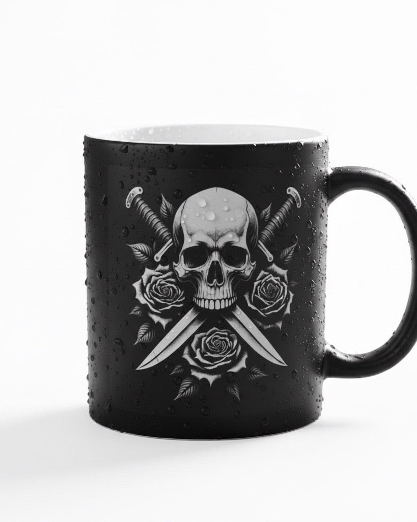 Keramik Kaffeetasse mit Lasergravur, verschiedene Motive, Schwarz, Matt mit weißem Innenbereich, Personalisierbar, Geschenkidee, 350ml
