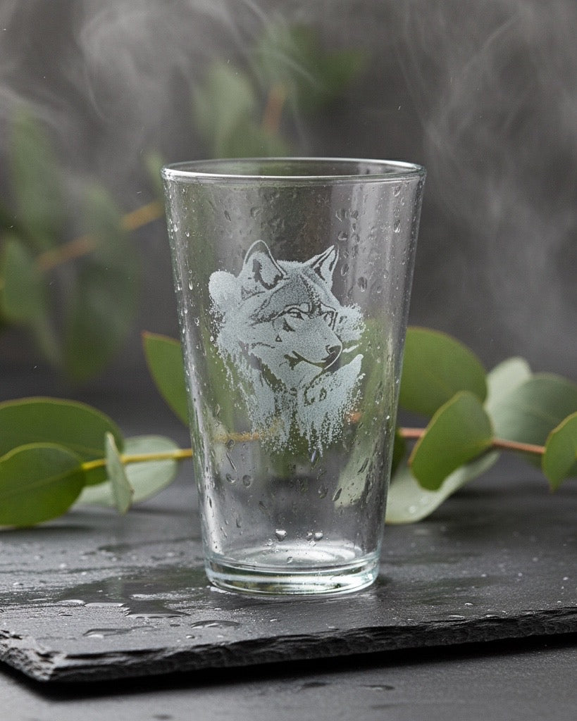 Designerglas mit  Gravur, 300 ml, verschiedene Motive mit weißer Gravur, Spülmaschinengeeignet, mit persönlichem Text gestalten