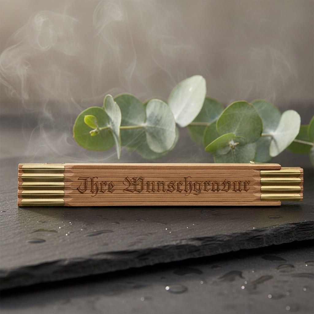 Zollstock mit beidseitiger Gravur, 2m Gliedermaßstab, Personalisierter Meterstab mit Namen, Naturholz