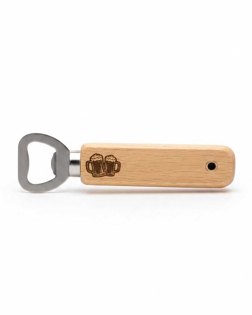 Flaschenöffner mit Gravur | Holz Edelstahl | Personalisierter Flaschenöffner | Bieröffner | Geschenkidee | Werbegeschenke