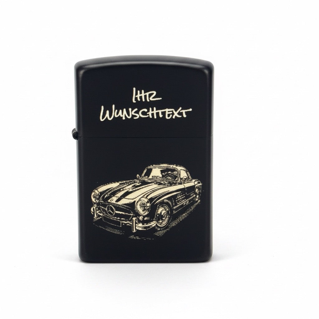 Feuerzeug mit Lasergravur, Schwarz Matt, Metall, Personalisierbar, Nachfüllbar, 5,7 x 3,9 x 1,3 cm