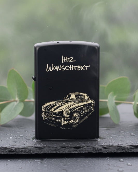 Feuerzeug mit Lasergravur, Schwarz Matt, Metall, Personalisierbar, Nachfüllbar, 5,7 x 3,9 x 1,3 cm