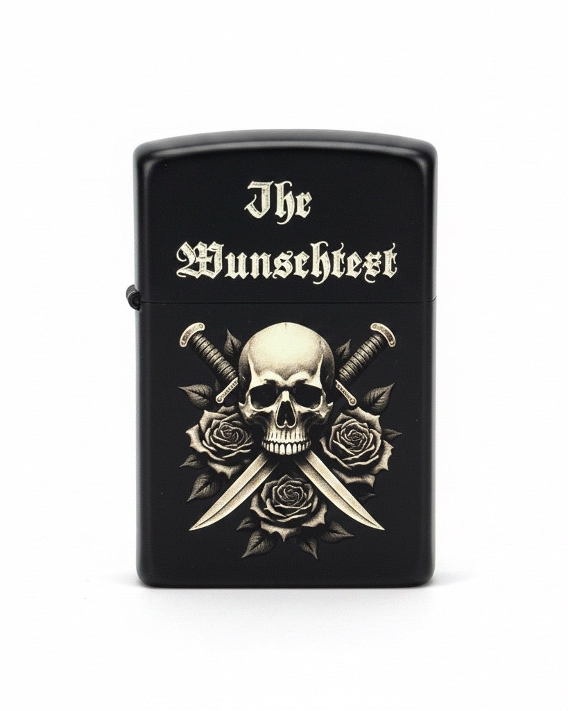 Feuerzeug mit Lasergravur, Schwarz Matt, Metall, Personalisierbar, Nachfüllbar, 5,7 x 3,9 x 1,3 cm