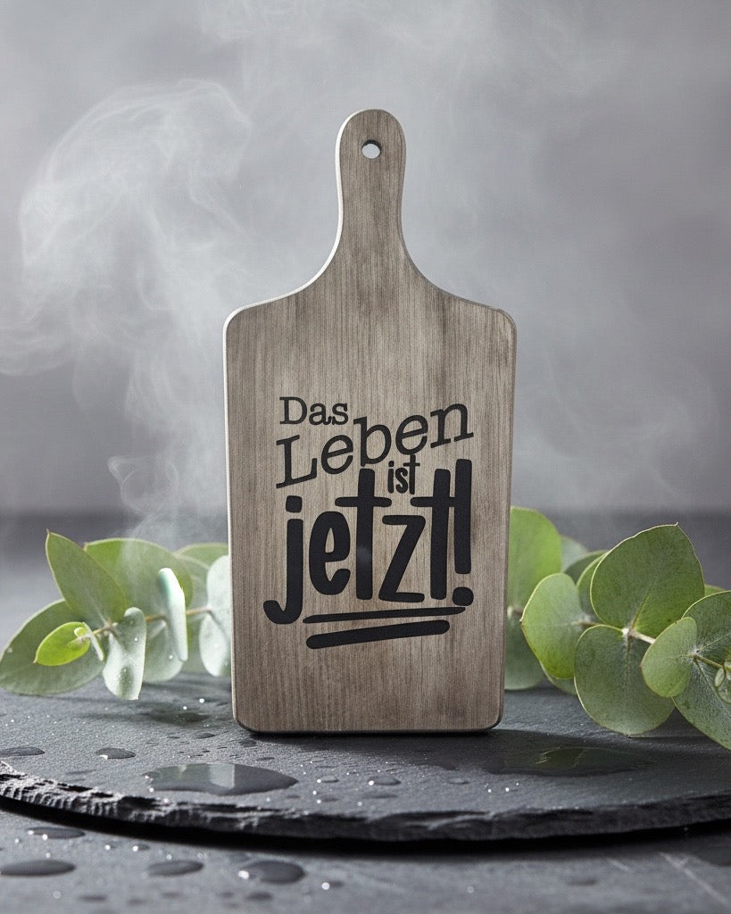 Holz-Schneidebrett mit Gravur, Buchenholz, 40 x 18 x 1,5 cm, mit Griff, Personalisierbar, Spruch-Motiv