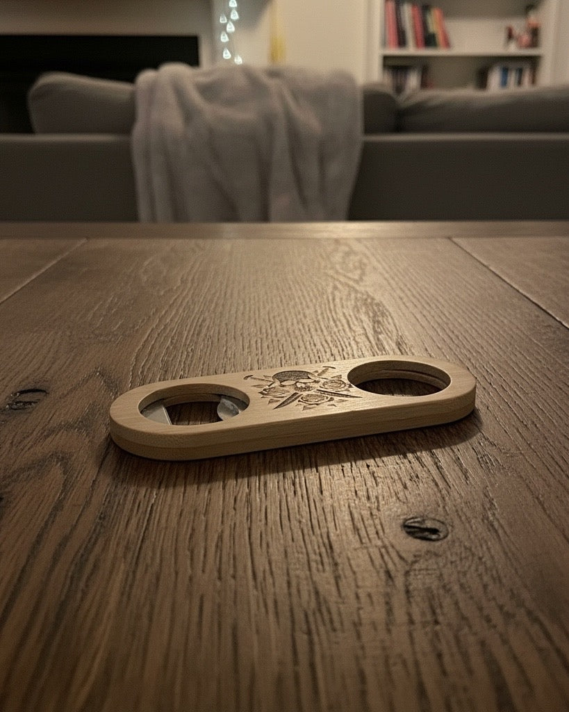 Bambus Flaschenöffner, beidseitige Gravur,  Flaschenöffner mit Gravur, Personalisiert, Geschenkidee, Werbegeschenke