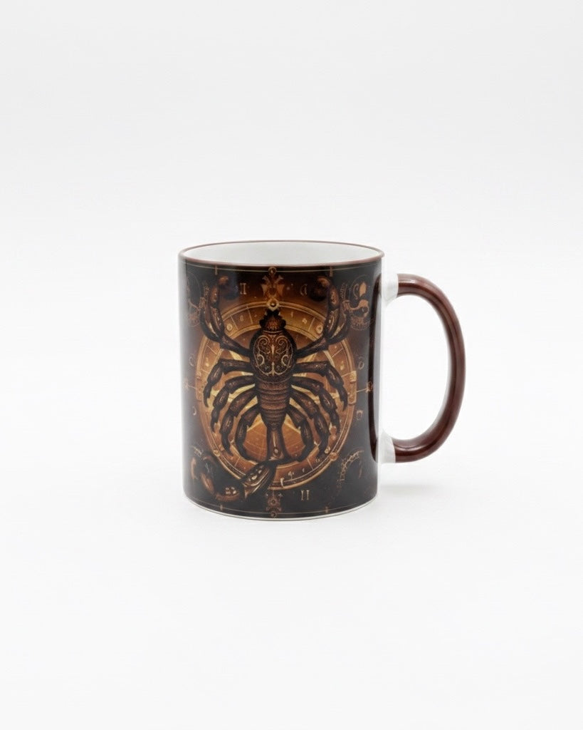 Tasse mit Sternzeichen-Motiv Skorpion / beidseitig bedruckt / Spülmaschinenfest /Sublimationstasse mit hochwertiger Orca-Beschichtung/ weiß-maroon glänzend/ 330 ml