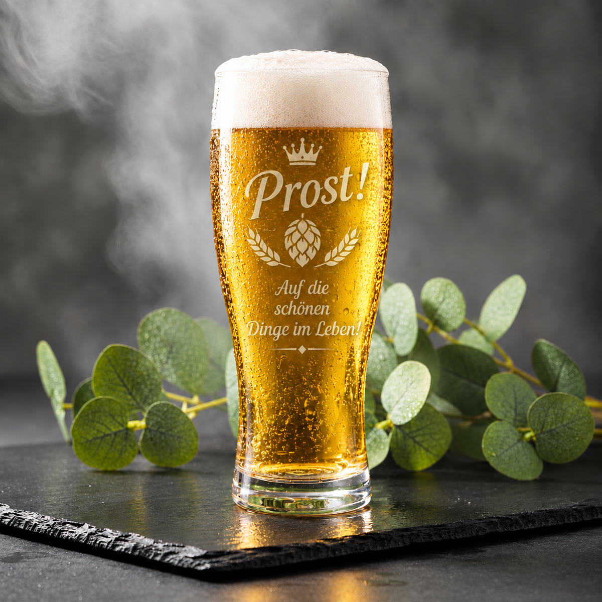 Modernes Bierglas, hochwertige Gravur mit UV Laser, Transparentes Kristallglas, 500ml Fassungsvermögen, elegante Tulpenform, Geschenkidee