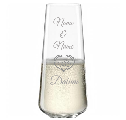 Leonardo Home Sekt-Gläser personalisieren,verschiedene Varianten, 2 Stück, 220 ml Champagnergläser mit Gravur, Namen und Datum, Hochzeitsgeschenk für Paare