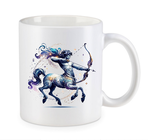Sternzeichen Tasse, Kaffeebecher mit farbigen Henkel und ihrem persönlichen Text