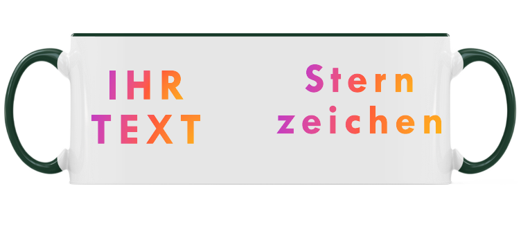 Sternzeichen Tasse, Kaffeebecher mit farbigen Henkel und ihrem persönlichen Text