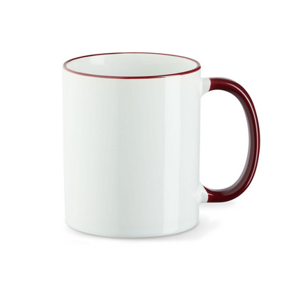 Tasse mit Sternzeichen-Motiv Löwe / beidseitig bedruckt / Spülmaschinenfest /Sublimationstasse mit hochwertiger Orca-Beschichtung/ weiß-maroon glänzend/ 330 ml
