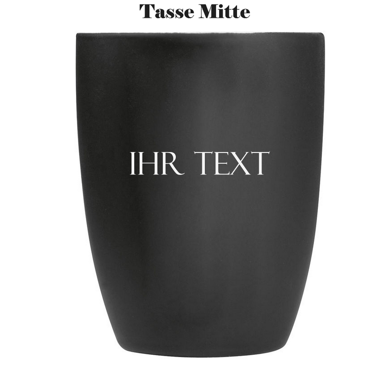 Personalisierte Gravur, Kaffeetasse schwarz mit gummierter Oberfläche