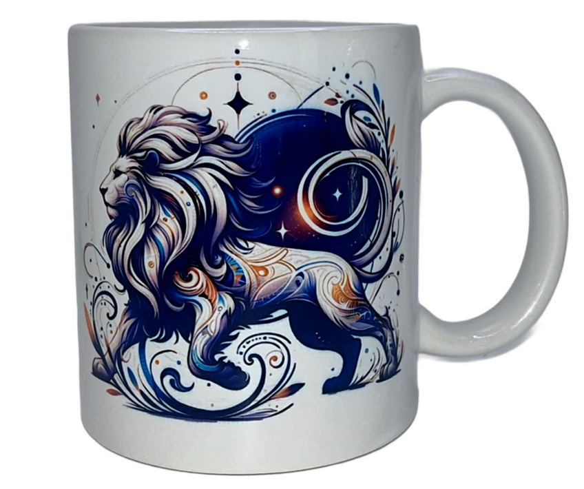 Sternzeichen Tasse, Kaffeebecher mit farbigen Henkel und ihrem persönlichen Text