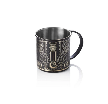 Moscow Mule Tattoo Nocturn, 0,45 ltr., Ø 9 cm, Höhe 9 cm, schwarz, gold, Chromnickelstahl 18/10