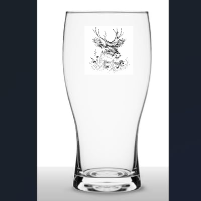 Bierglas in 2 Varianten, Transparentes Kristallglas, Hirsch Motiv Lasergravur, 500ml Fassungsvermögen, mit Lasergravur gestalten